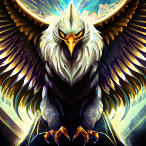 Majestic Eagle Portrait with Stars, Detailed Digital Art
