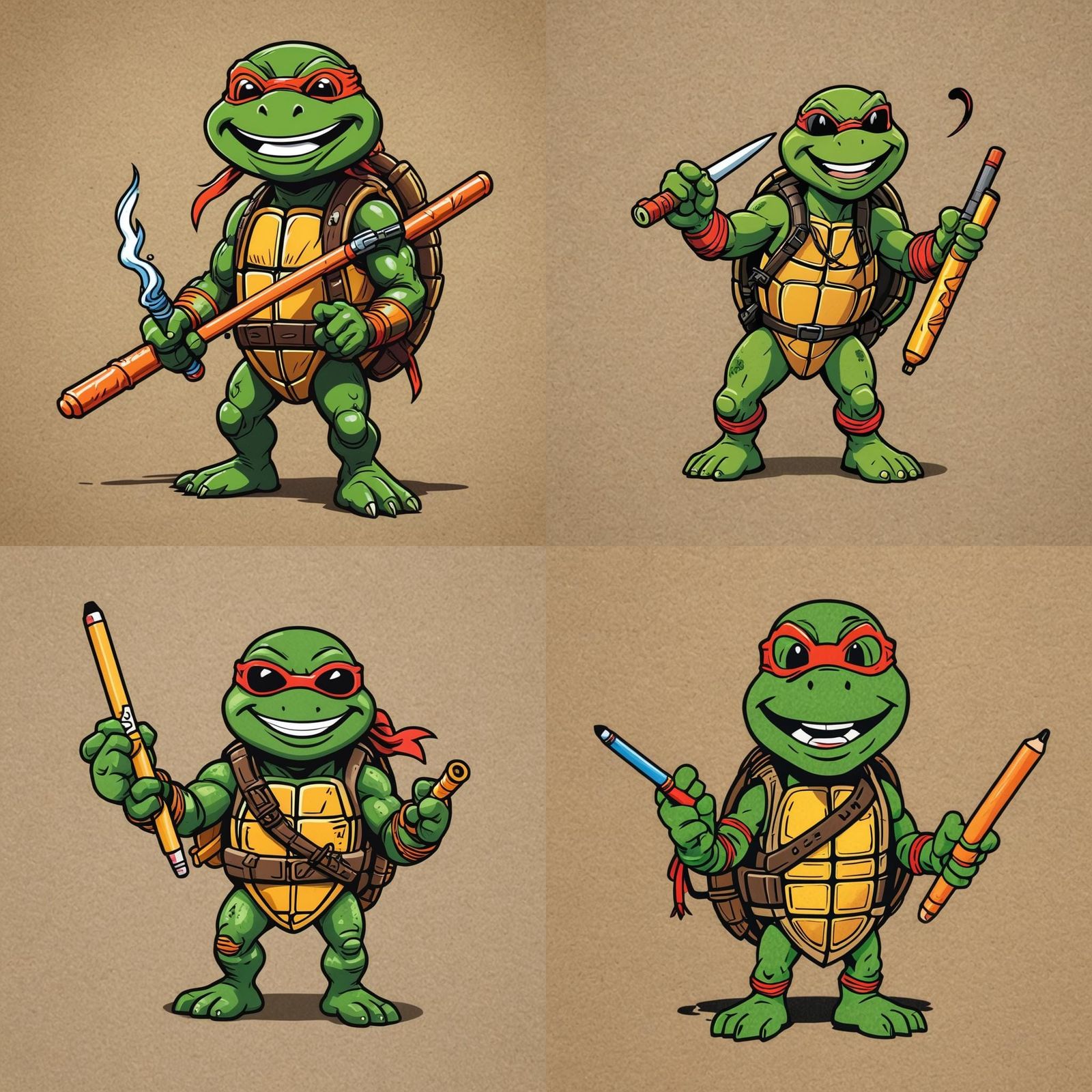Ninja Turtle with Hotdog Nunchucks, Cartoon Clip Art