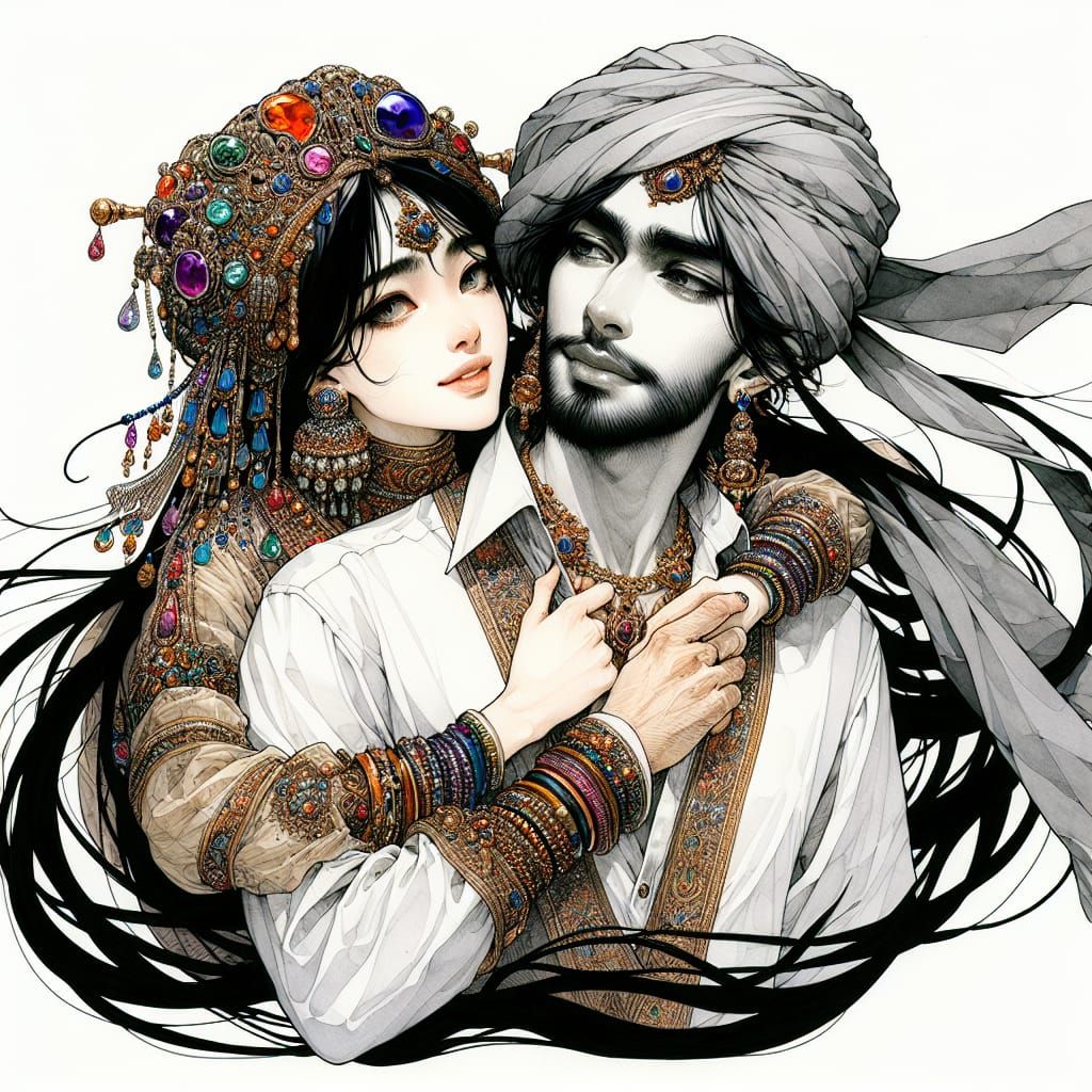 Ethereal Fantasy Couple in Whimsical Attire