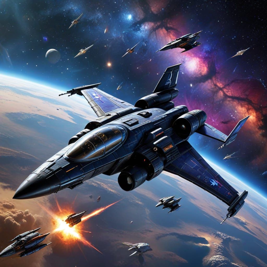 Babylon 5 Spacefury Starfighter in Galactic Scene