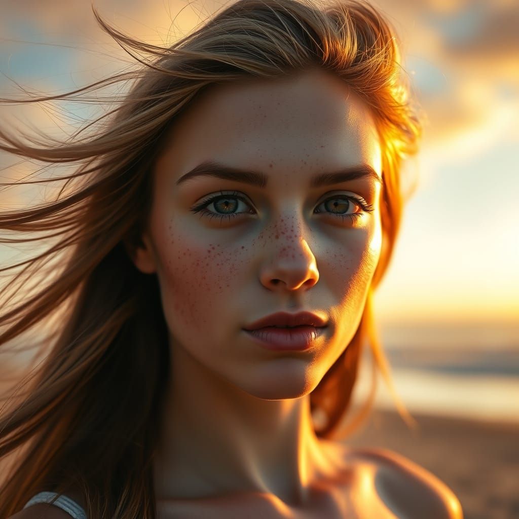 Golden Hour Portrait of a Freckled Beauty