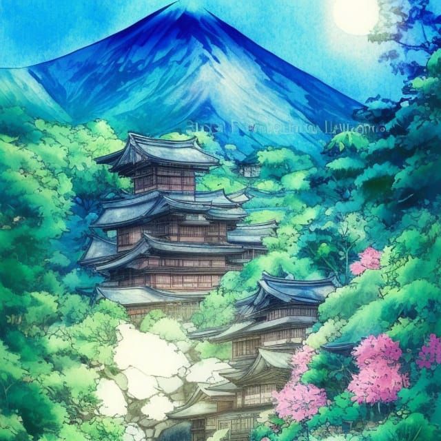 Magical Japanese Village: Watercolor Book Illustration