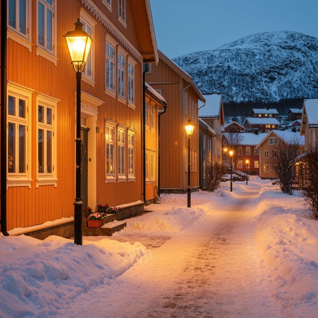 Scandinavian Town at Dusk: Impressionistic Landscape