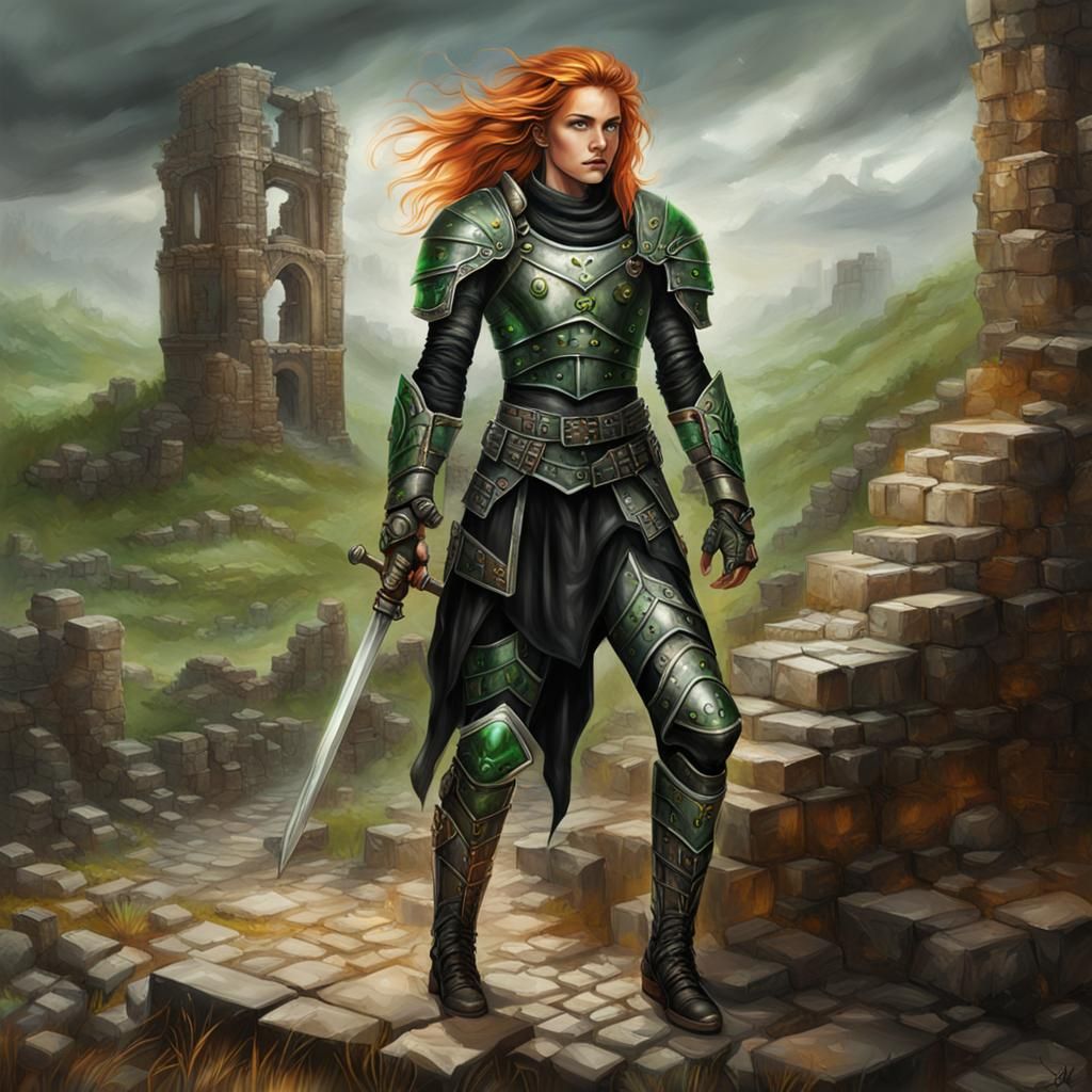 Warrior Exploring Ruins: Realistic Airbrush Painting