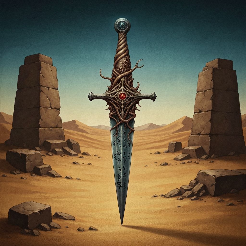 Cursed Dagger Artifact in Desert Ruins