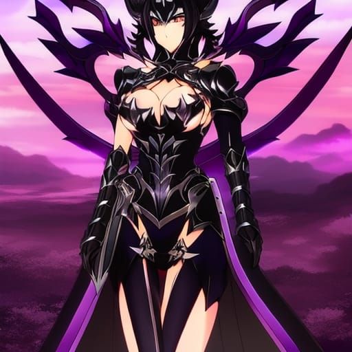 Dragonoid Queen in Black Bikini Armor, Anime Style