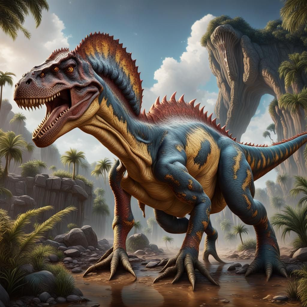 Detailed Allosaurus Matte Painting in Deep Color