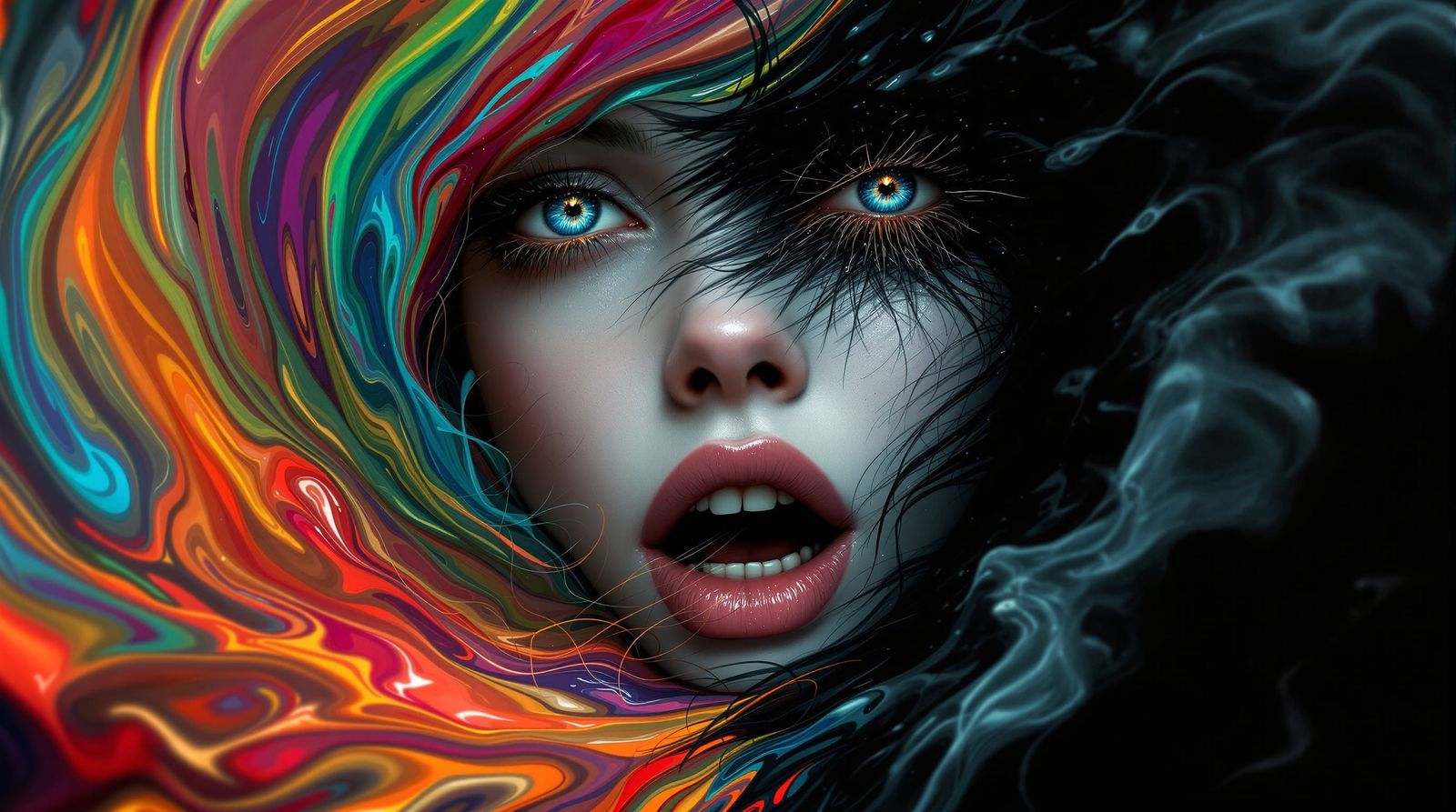 Surreal Portrait: Woman Between Color and Void