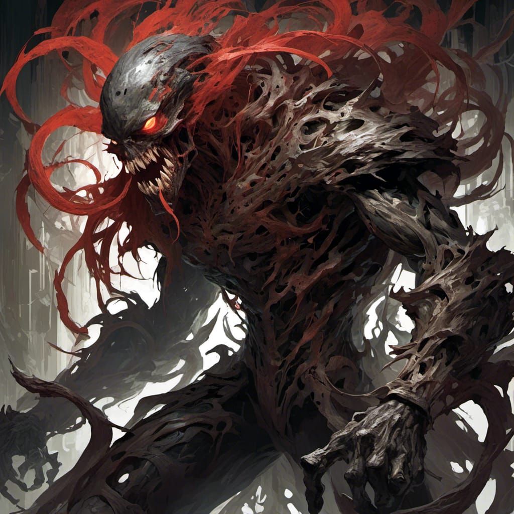 Carnage Symbiote Fusion: Dark Fantasy Illustration