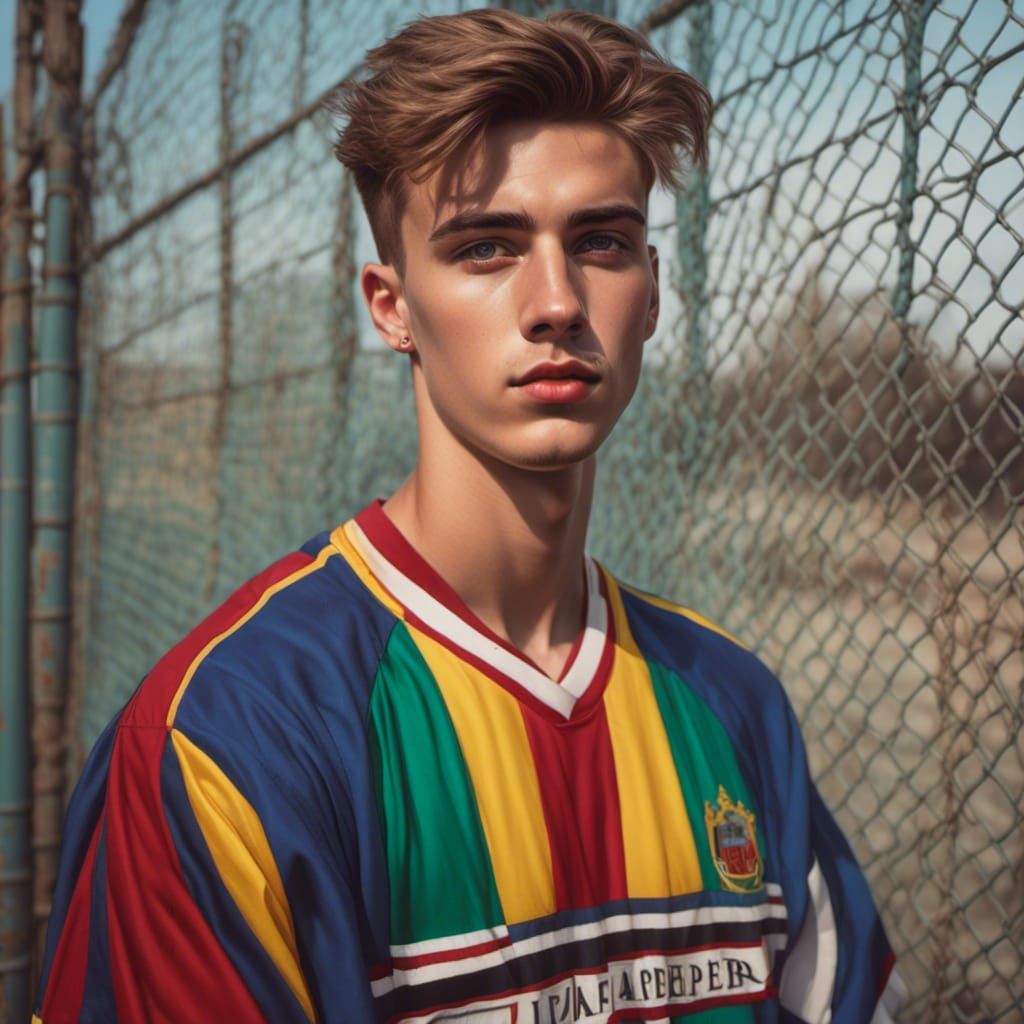 1990s Footballer Portrait with Nostalgic Charm