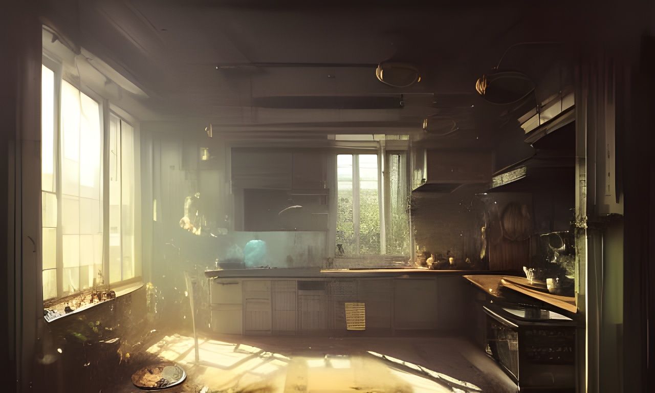 Hyperrealistic Kitchen Interior: Matte Painting