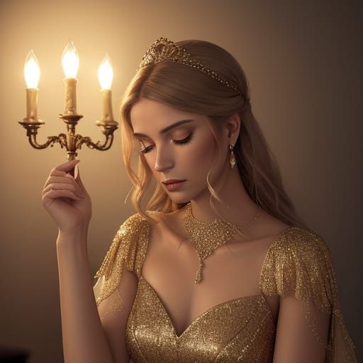 A Woman's Hands Hold a Sequined Dress in a Luxurious Boudoir