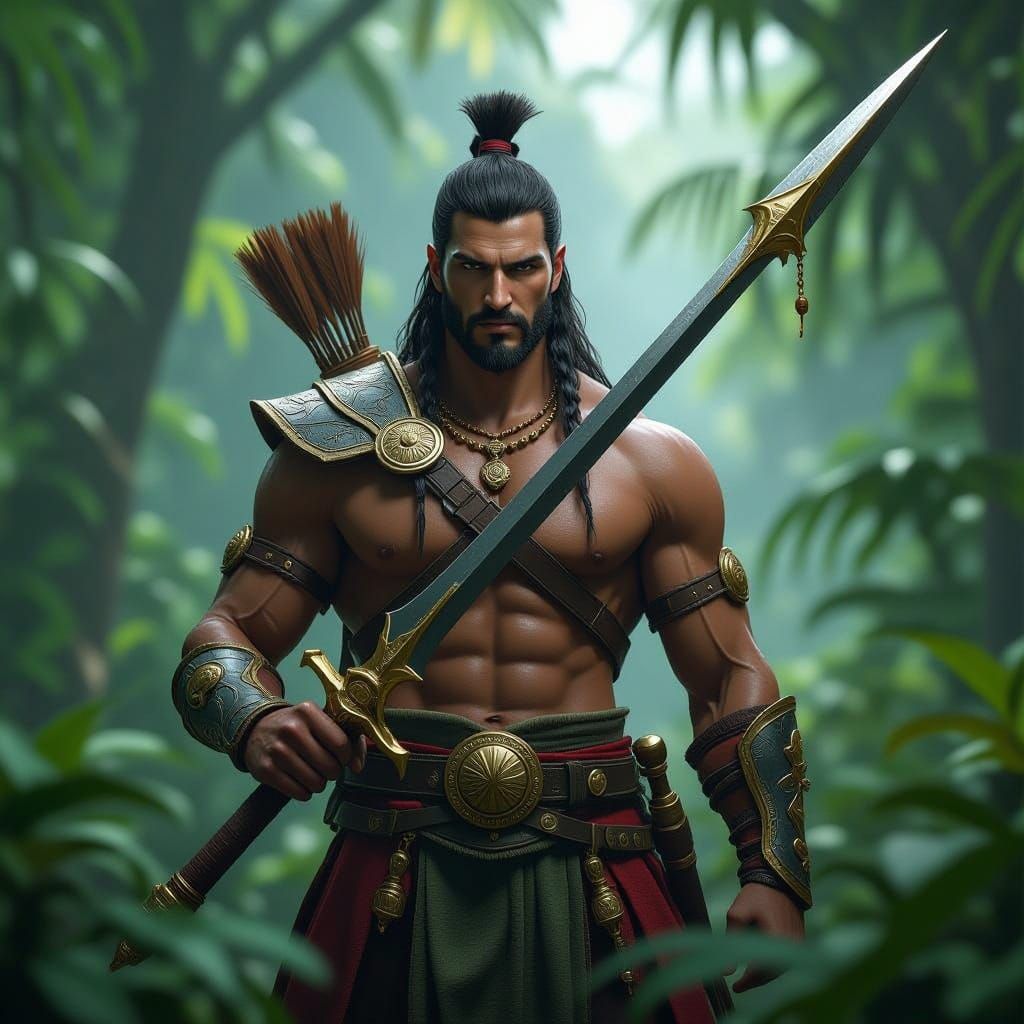 Amazon Warrior in Jungle: 3D Cinematic Render