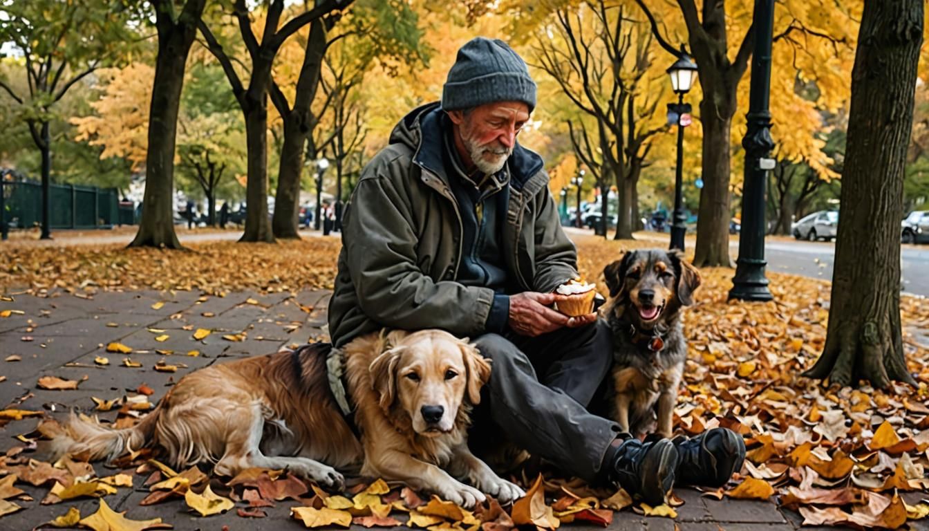 Homeless Man Celebrates Dog's Birthday in Park