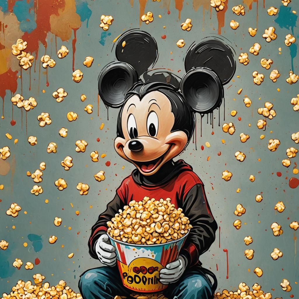 Bookish Mickey Mouse in Banksy-Gauguin Style