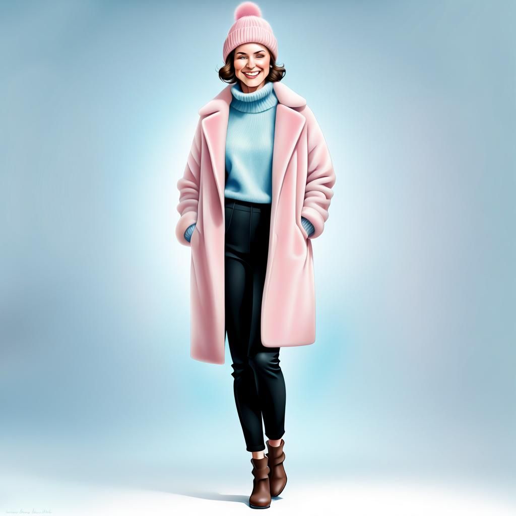 Airbrush Portrait of Woman in Winter Fashion