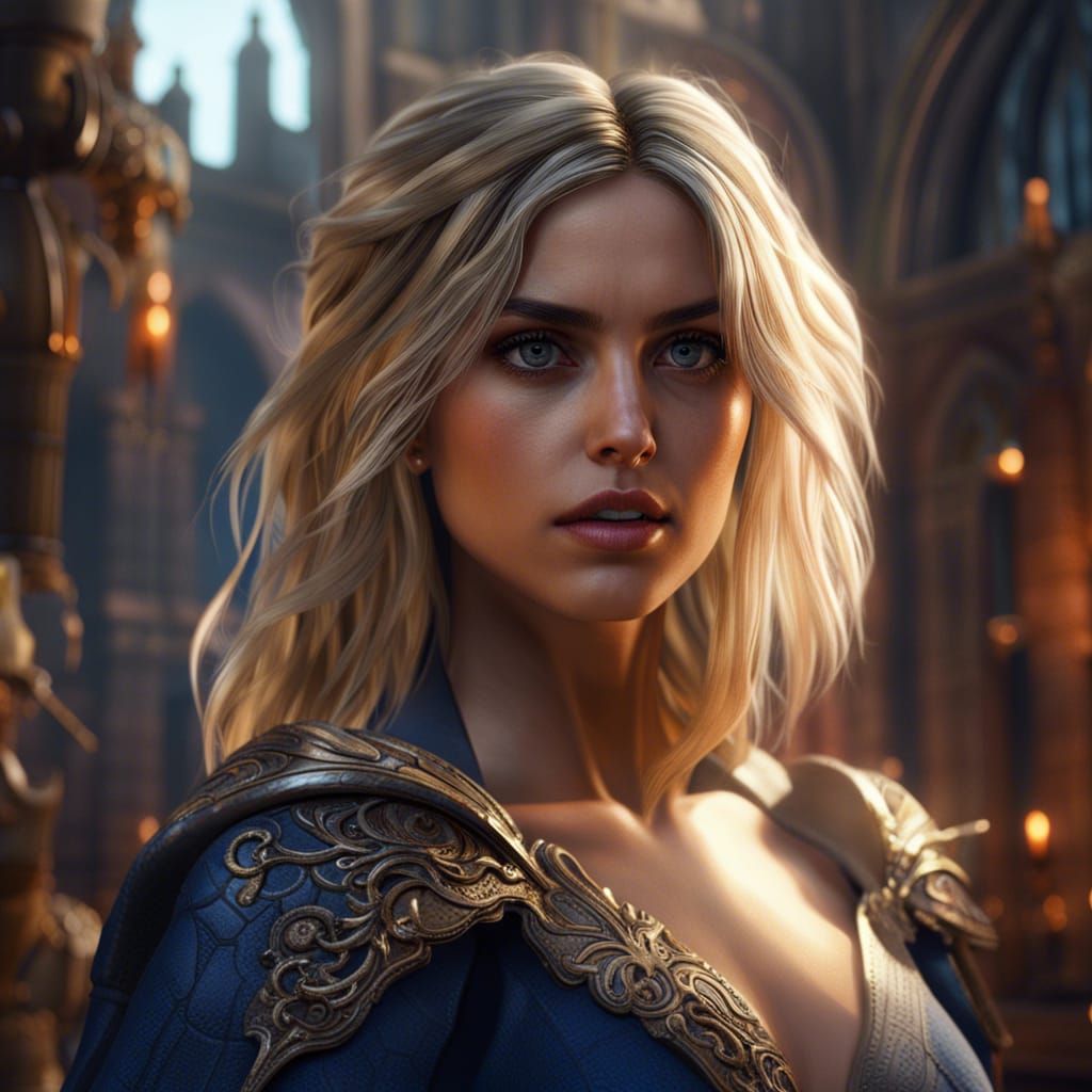 Blonde Mage Character in Fantasy Art Style