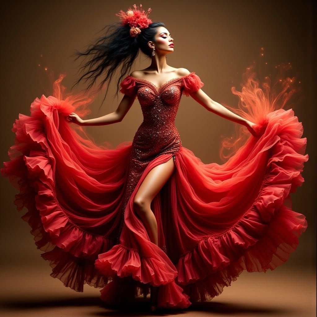 Flamenco Warrior in Fiery Dance Pose