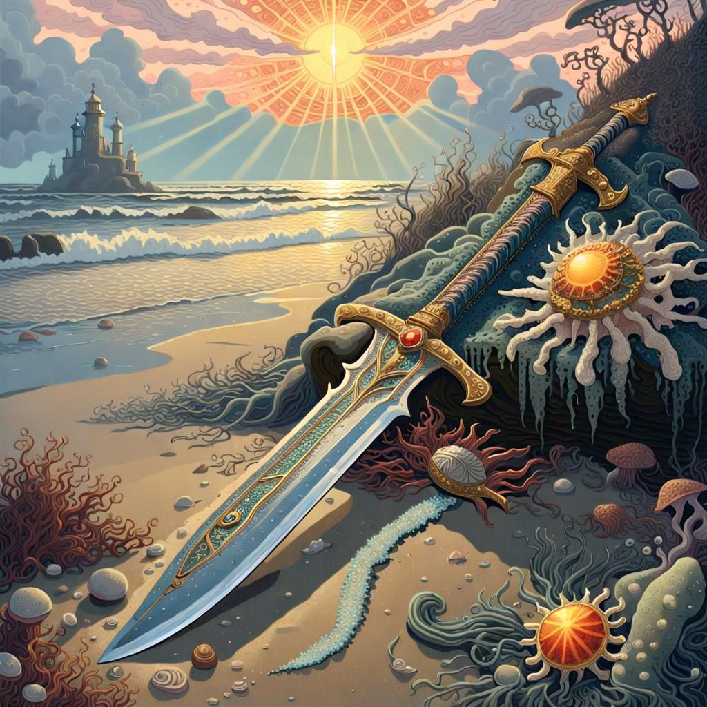 Jewel Encrusted Broadsword on a Forgotten Beach