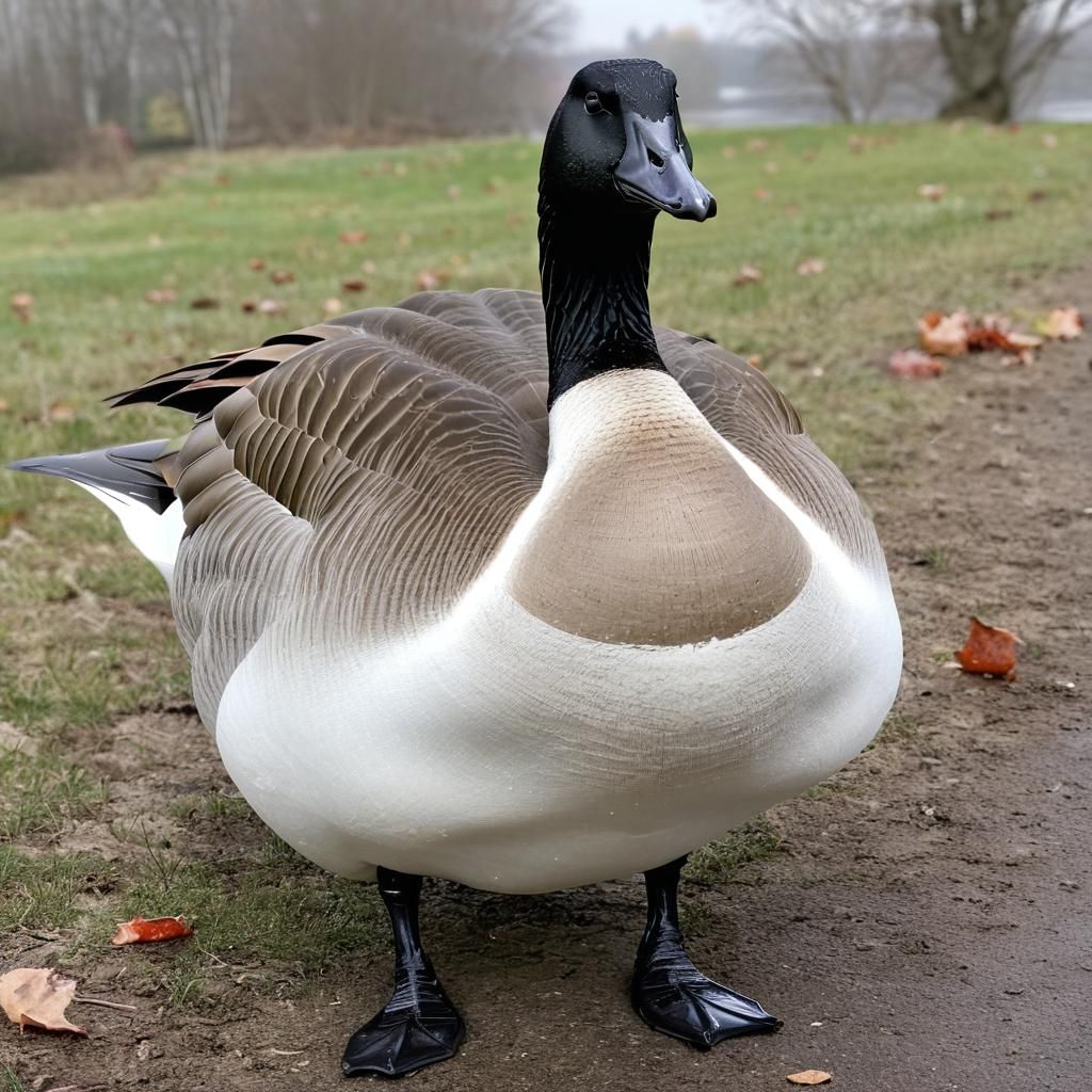 Goose in Winter Landscape Signifies Seasonal Change