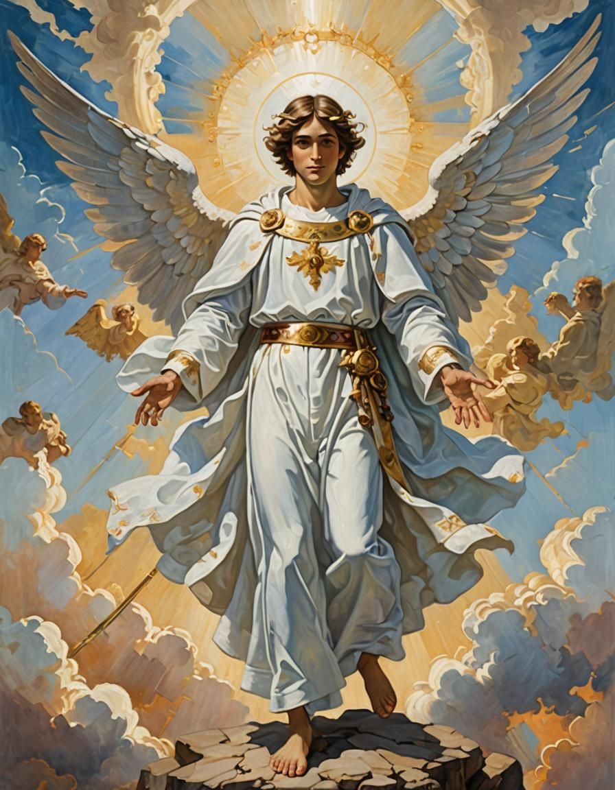 Archangel Raphael as Young Healer in Impressionistic Style