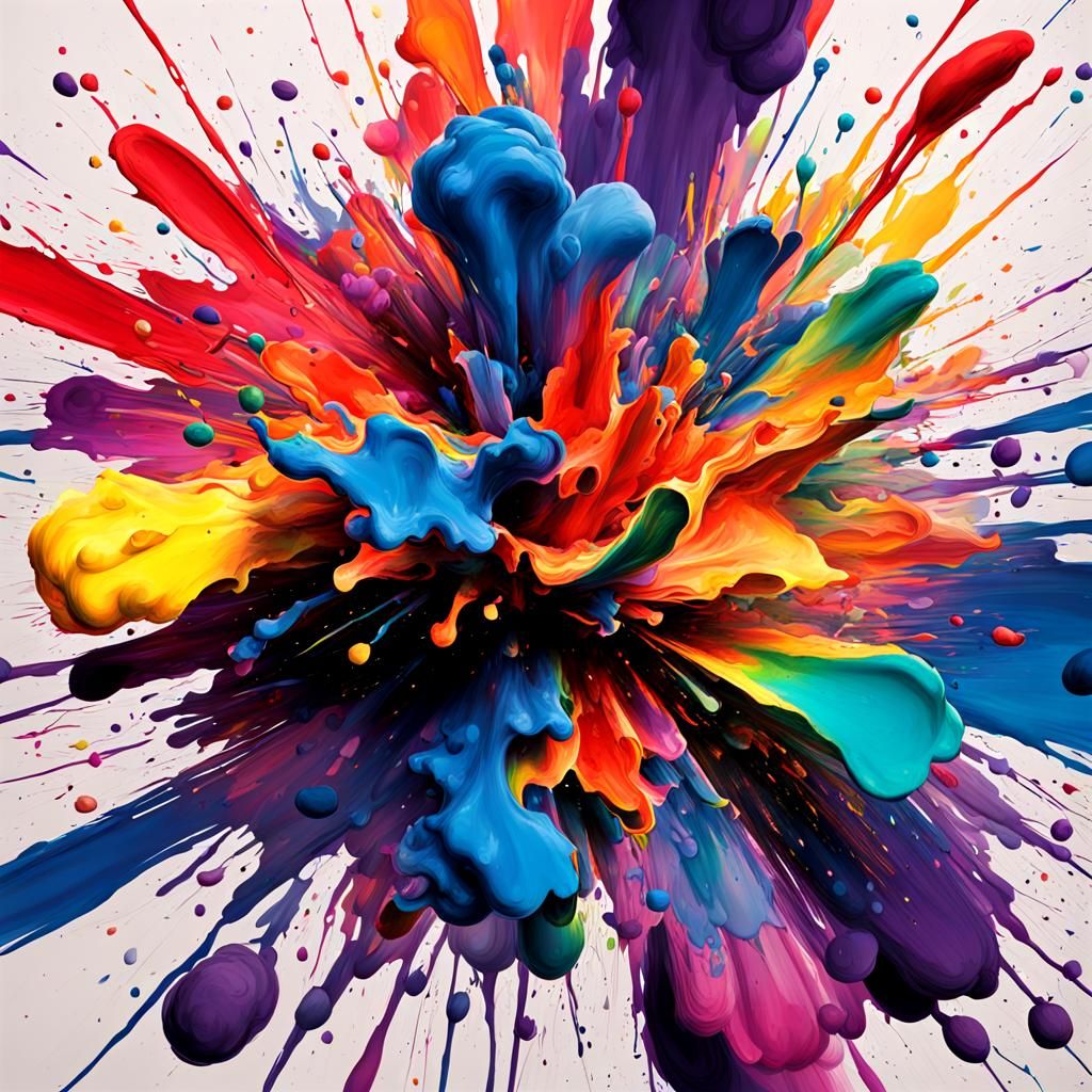 Exploding Paint Burst of Vibrant Colors