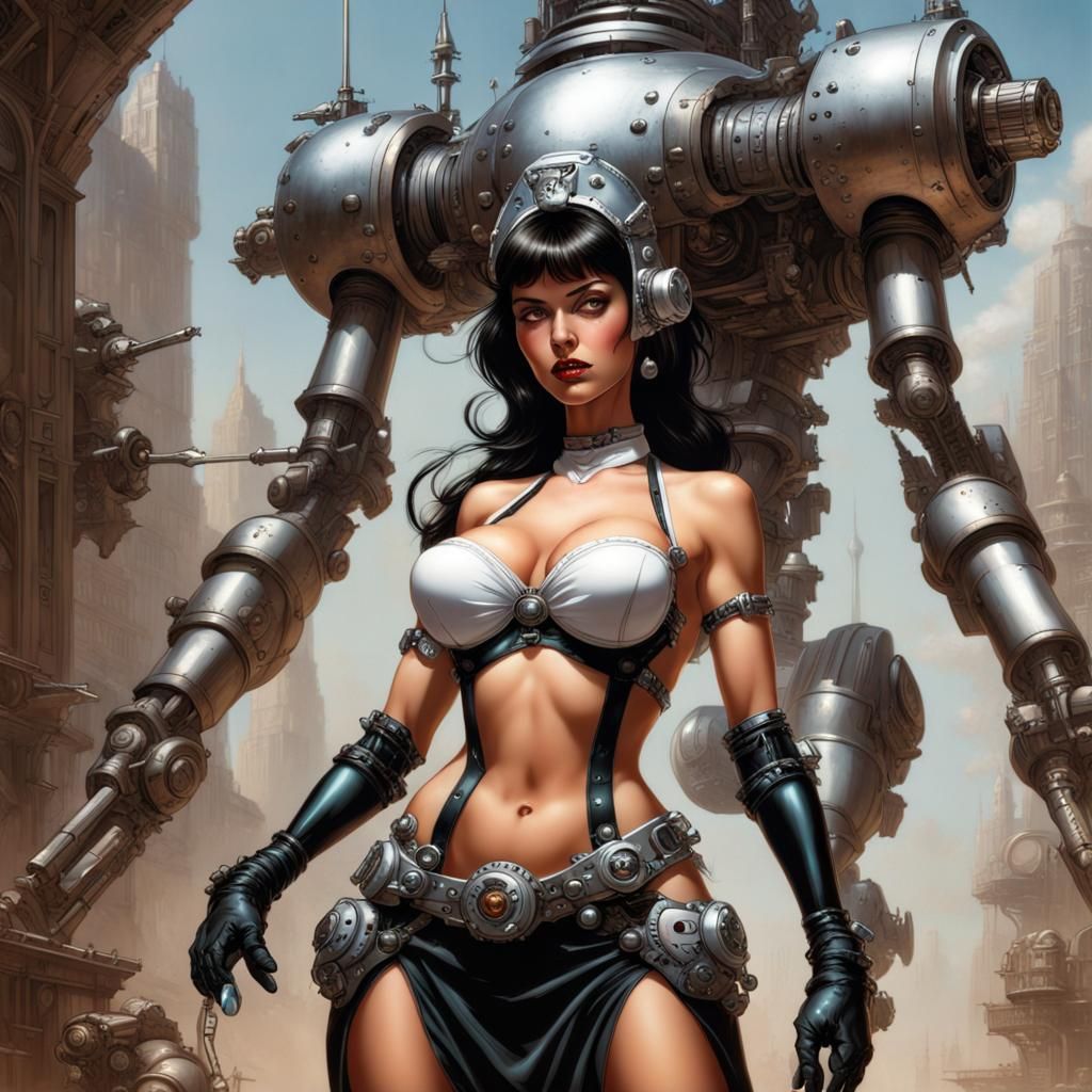 Cyborg Maid in Epic Fantasy Art Style