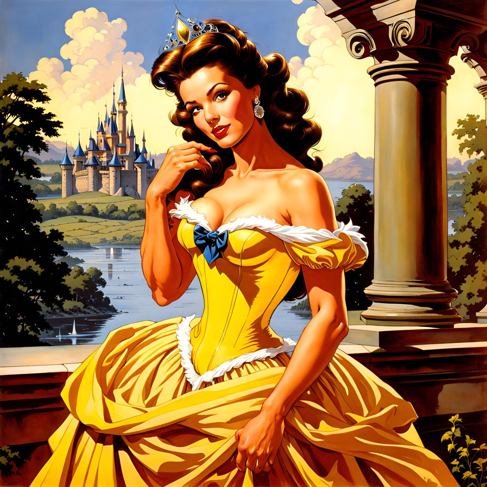 Princess Belle in Sunny Kingdom, Pin-Up Art