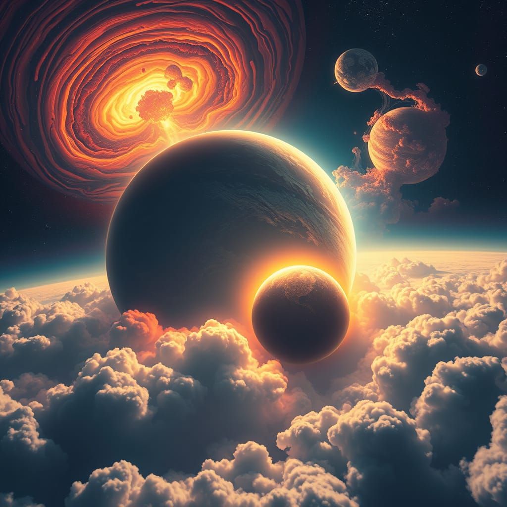 Gas Giant Engulfs Planet in Cosmic Scene