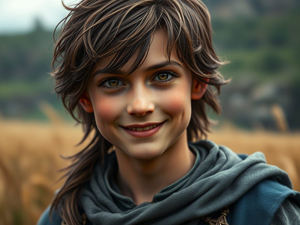 Medieval Boy in a Whimsical Field