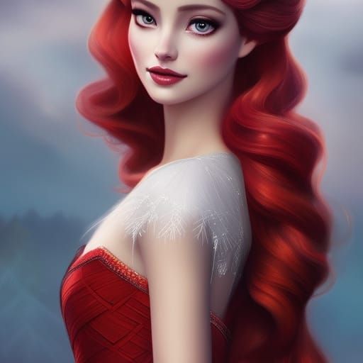 Elegant Queen in Red Gown Portrait