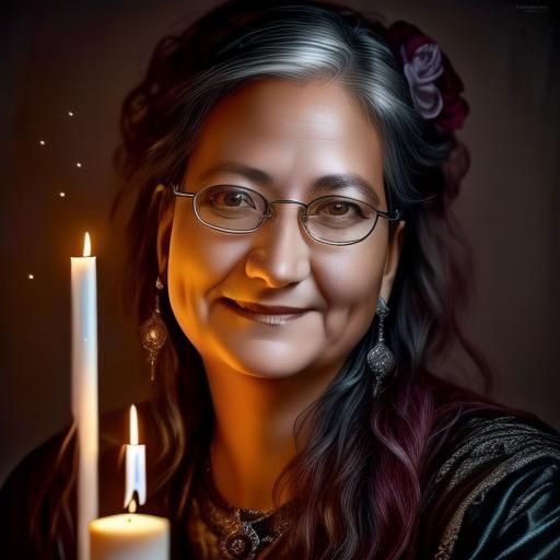 Woman Reading by Candlelight in Chiaroscuro Style