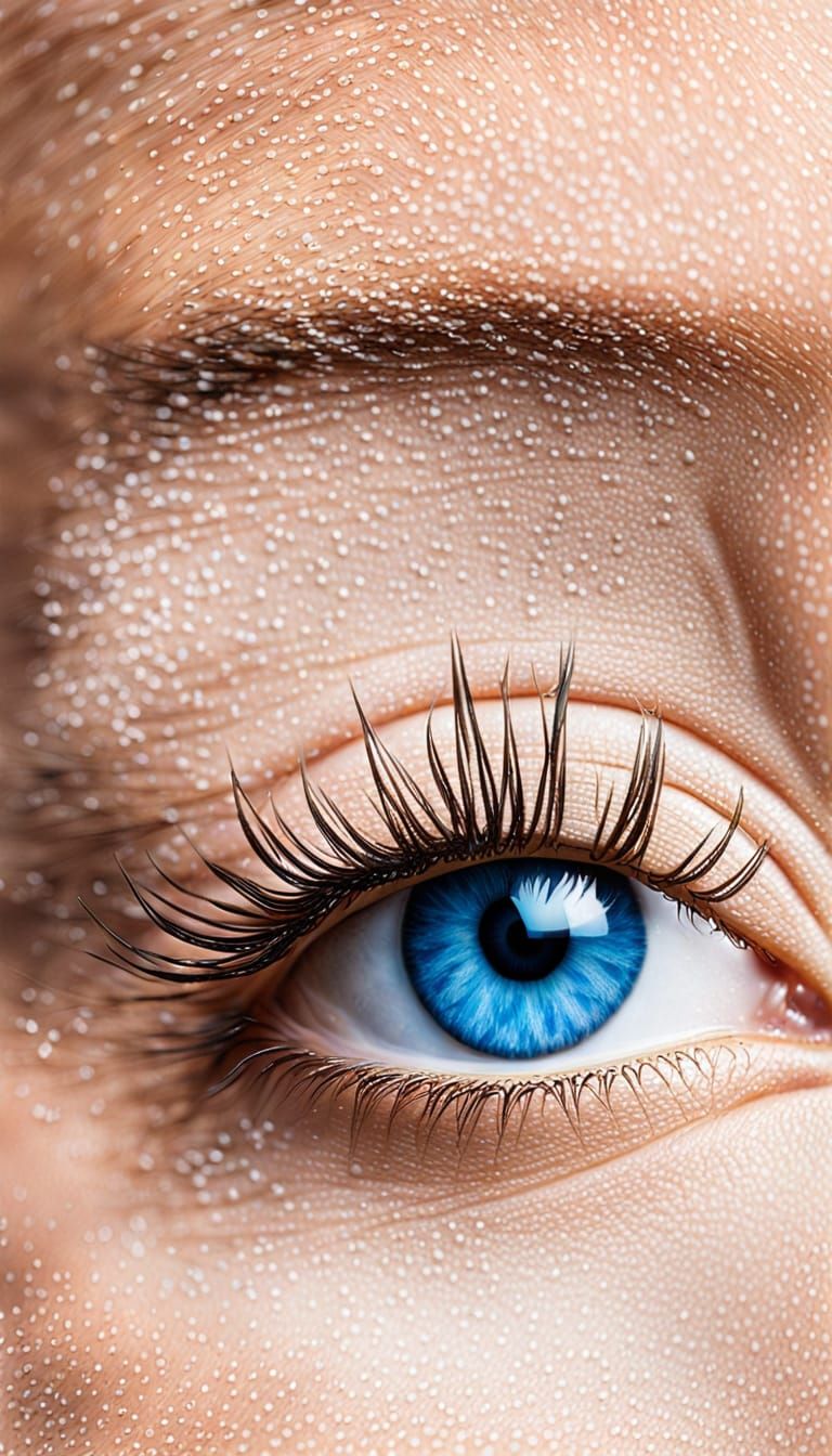 Detailed Close-Up of Blue Eyes and Eyelashes