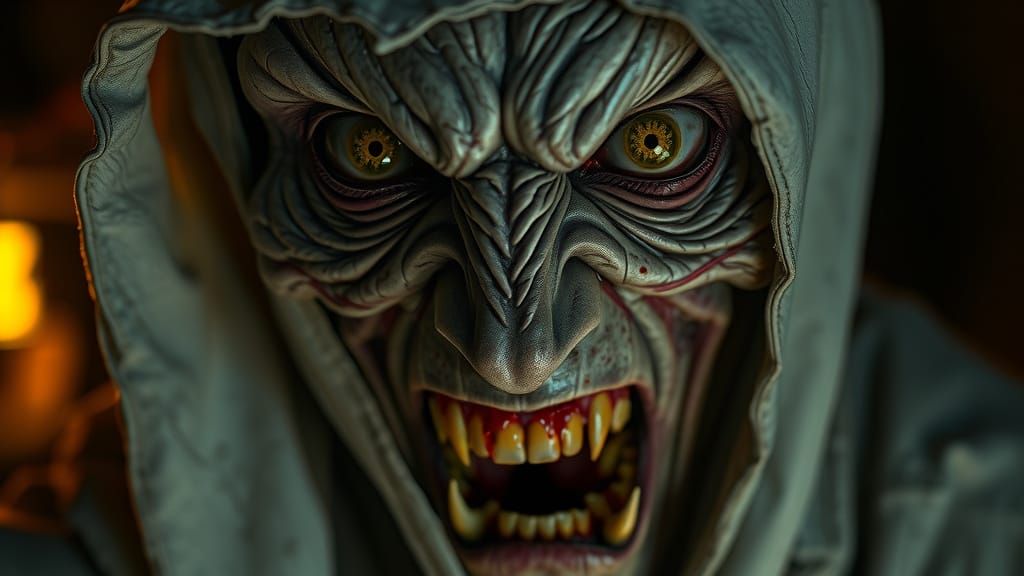 Hyperrealistic Demonic Face in Cinematic Horror Style