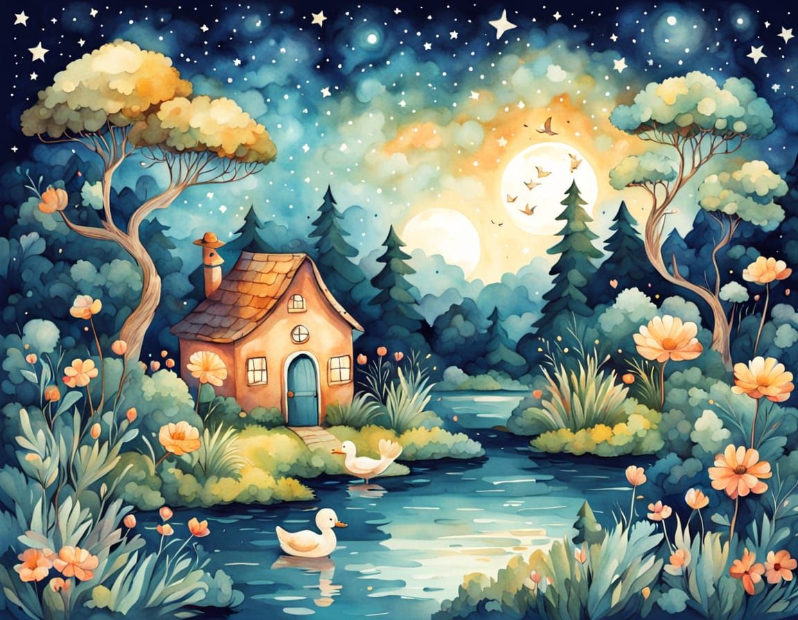 Eerie Overgrown Garden with Glowing Fungi