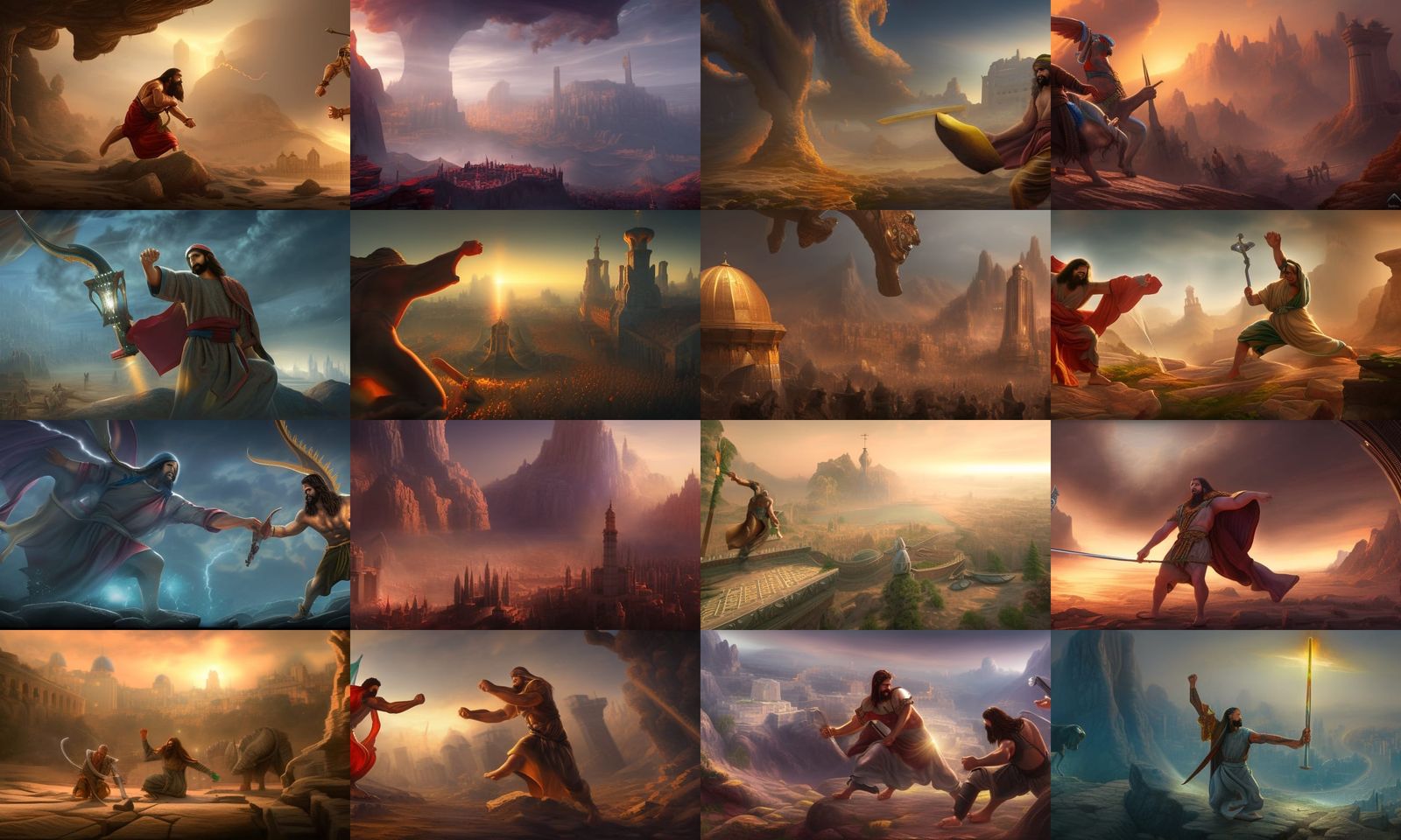 Epic Battle: Allah Versus Jesus, Detailed Digital Art