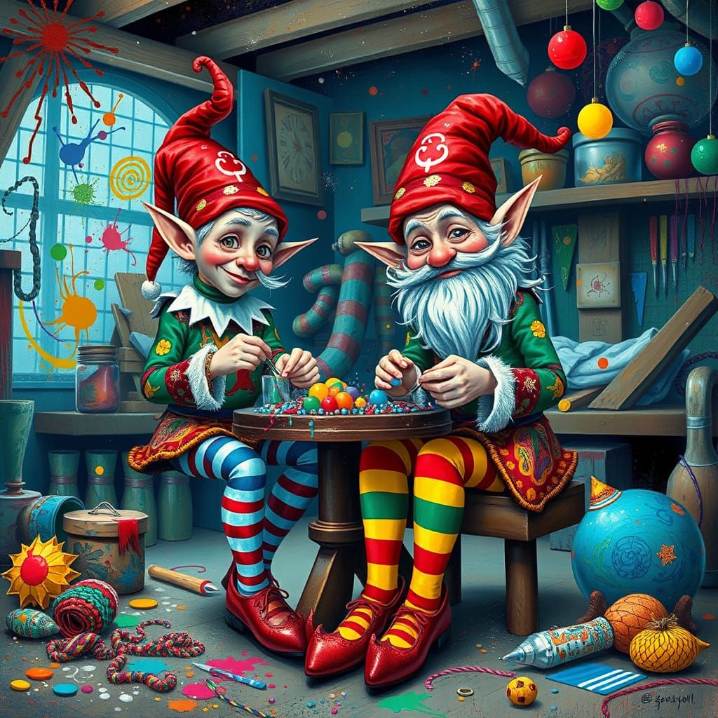 Mischief and Artistic Expression in Santa's Workshop