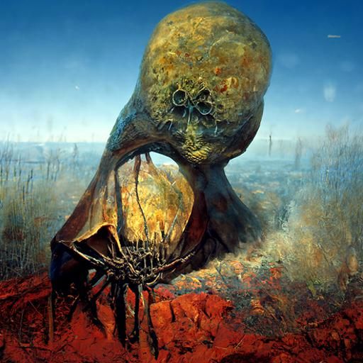 Horrific Wasps in Surrealist Oil Painting