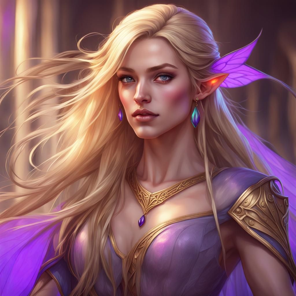 Elf Bard Portrait in Hyperdetailed Digital Art Style