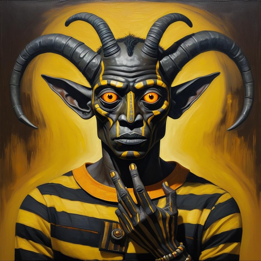 Surreal Humanoid Figure in Oil Painting