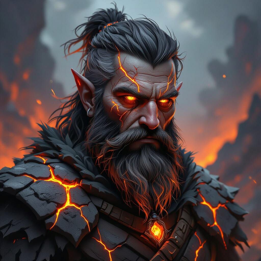 Volcanic Stone Genasi Druid with Ember Glow