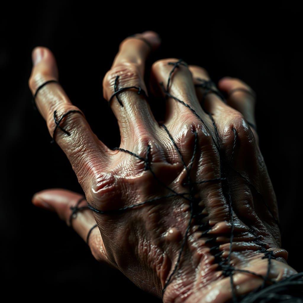 Grotesquely Modified Hand in Dark Surreal Style