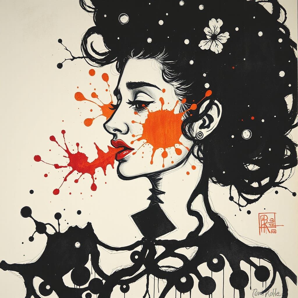 Disney Princess in Kentridge, Schiele, and Rothko Style