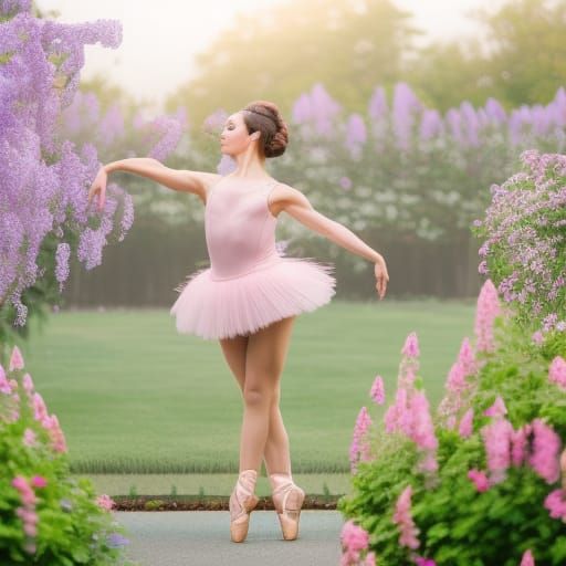 Goddess Ballerina Dancing in Wisteria Garden