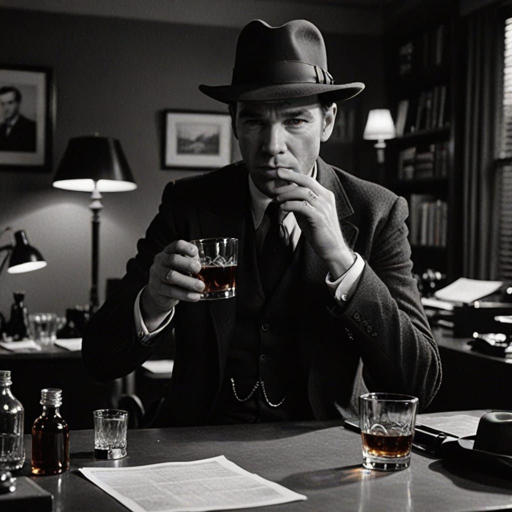 Ewan McGregor in Smoky Film Noir Office Scene