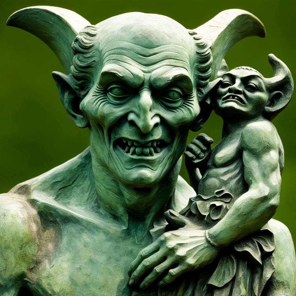 Gothic Stone Vampire Devil Sculpture Art