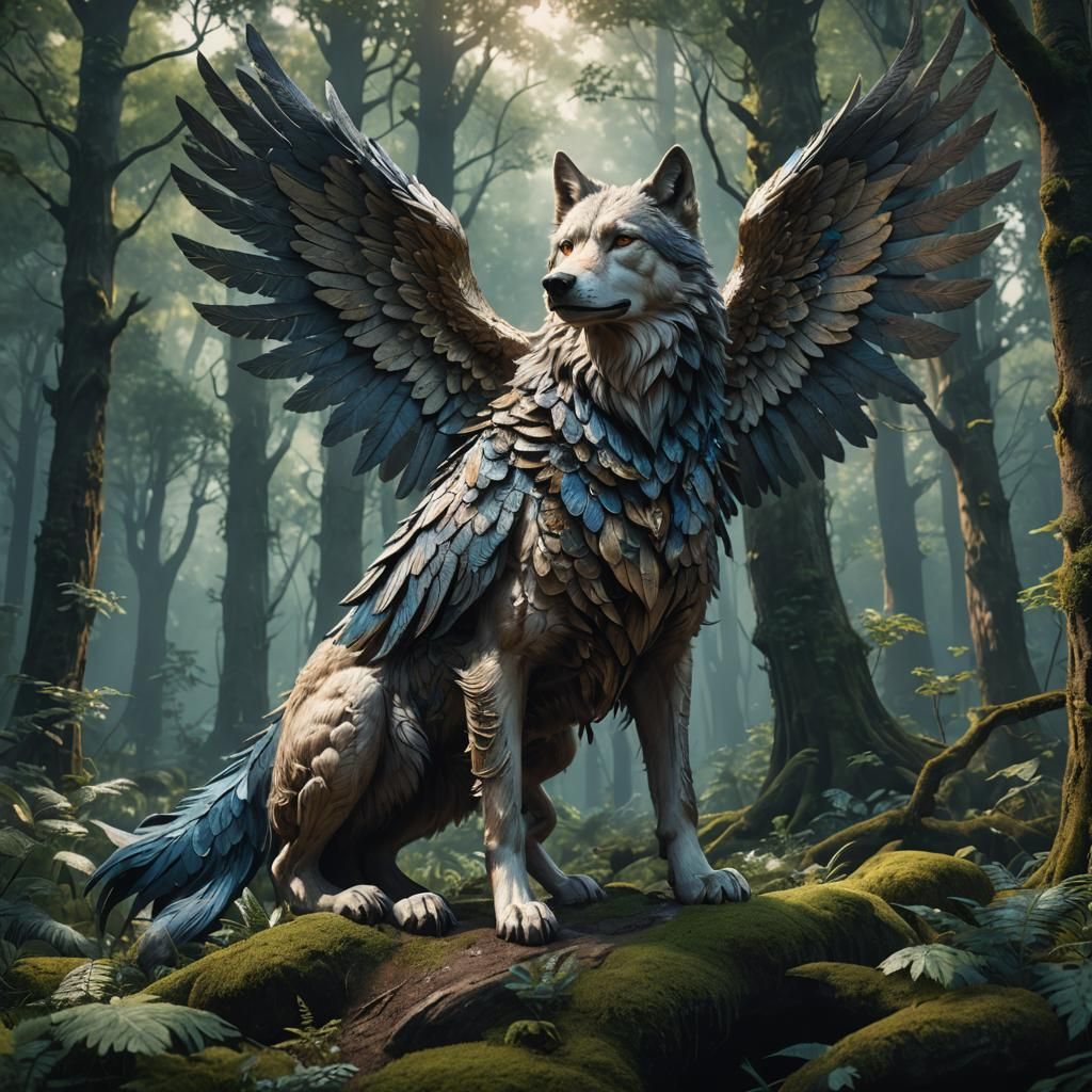 Guardian Angel Wolf in Detailed Matte Painting