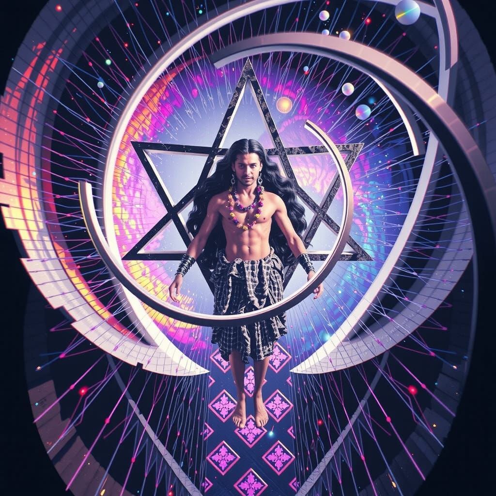 God Thoth in Iridescent Geometrical Art