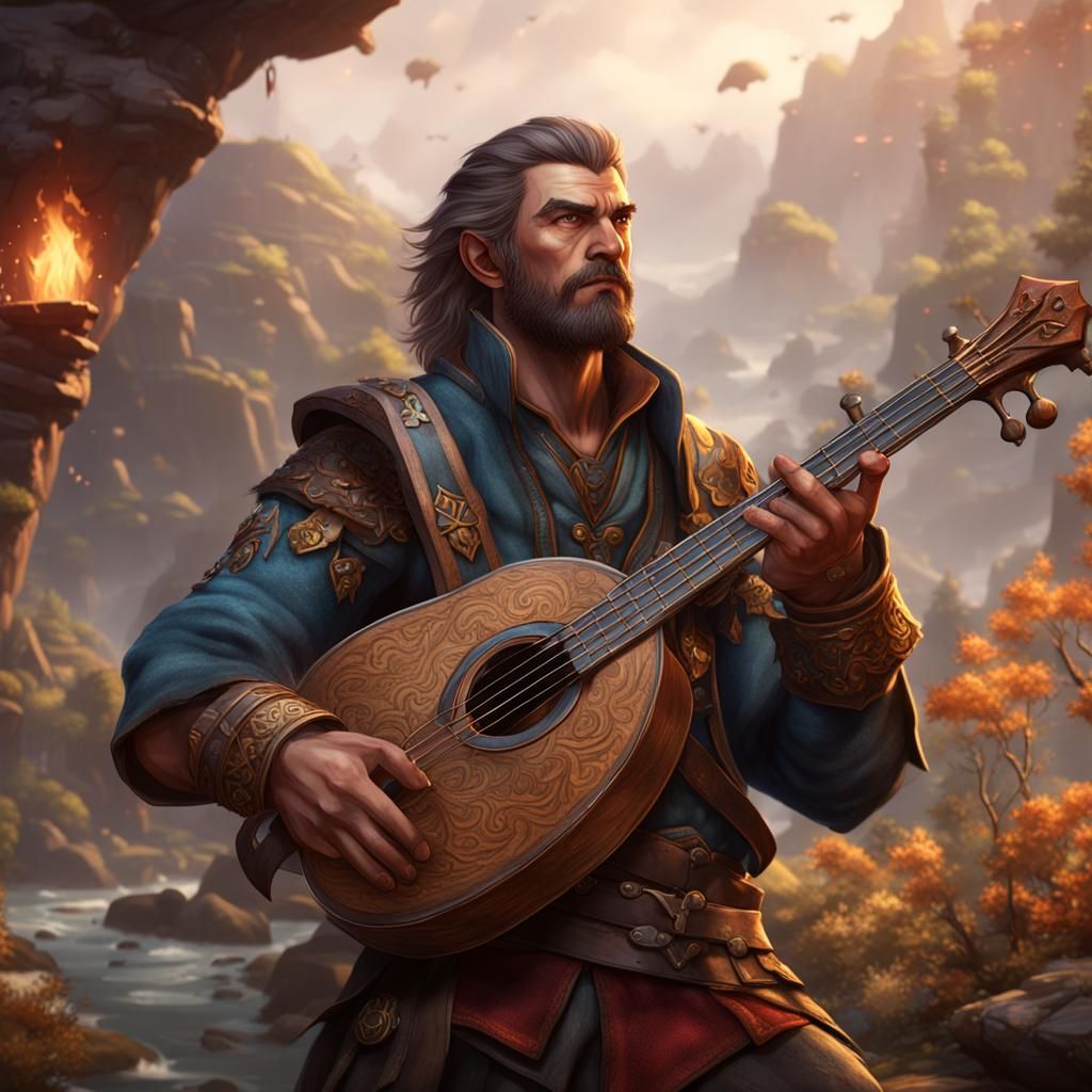 Detailed Human Male Bard Character Art