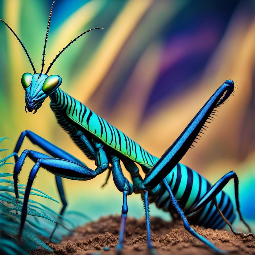 Mantis-Zebra Hybrid in Bio-Organic Style